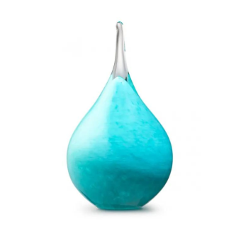 Druppel urn van glas 14cm: Turquoise Opaak (50ml)