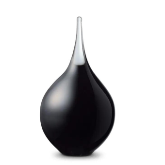 Druppel urn van glas 19cm: Black Opaak (260ml)