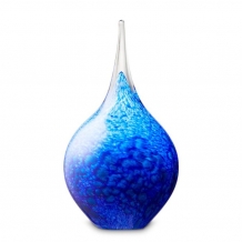 Druppel urn van glas 14cm: Blue-White Opaak (50ml)