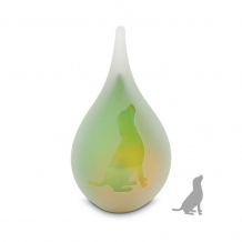 Druppel urn 14cm Gold-Green: Hond (50ml)