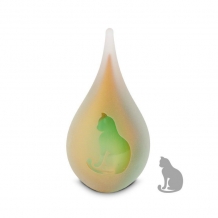 Druppel urn 14cm Gold-Green: Poes (50ml)