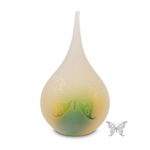 Druppel urn 19cm Gold-Green: Vlinder (260ml)
