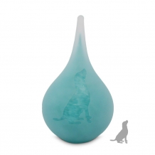 Druppel urn 19cm Opake-Turquoise: Hond (260ml)