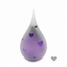 Druppel urn 14cm Paars met Harten (50ml)