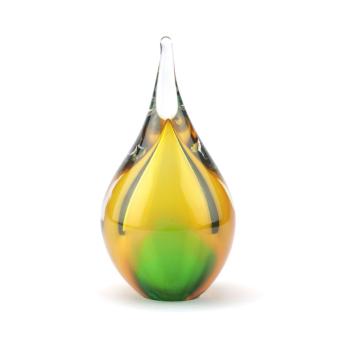 Druppel urn van glas 14cm: Gold-Green (50ml)
