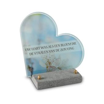 FotoGlas hart 17x17cm: Uw hart was als een bloem