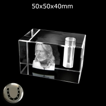 FotoGlas urn 50x50x40mm + hoefijzer dop