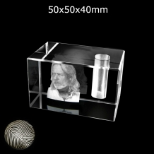 FotoGlas urn 50x40x40mm + vingerafdruk dopje