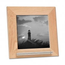Fotolijst in naturelle Eikenkleur vierkant kader 13x13cm + rvs asbuisje
