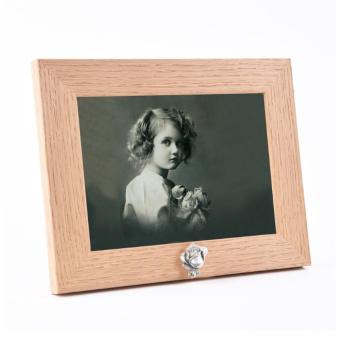 Fotolijst in Eikenhout + As roos in zilverkleur