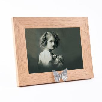 Fotolijst in Eikenhout + As vlinder in zilverkleur