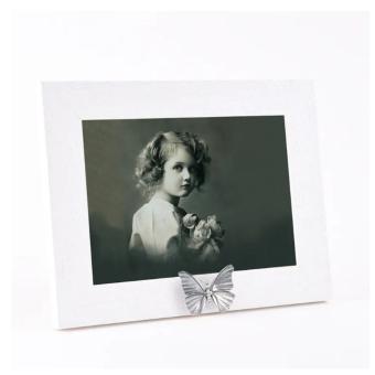 Fotolijst met wit kader + Vlinder mini urn in zilverkleur