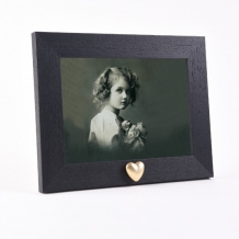 Fotolijst met zwart kader + Hart mini urn in zilver- of goudkleur