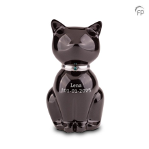 Poes urn Lena in zwart metaal (600ml)