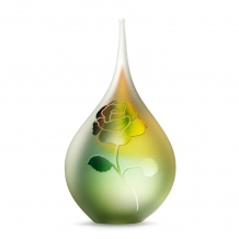 Druppel urn in Goud-Groen met roos (260ml)
