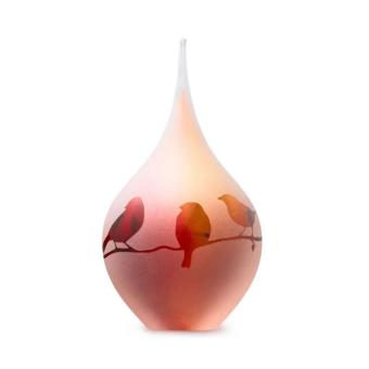 Frosted druppel urn in Rosé-Gold met Vogels