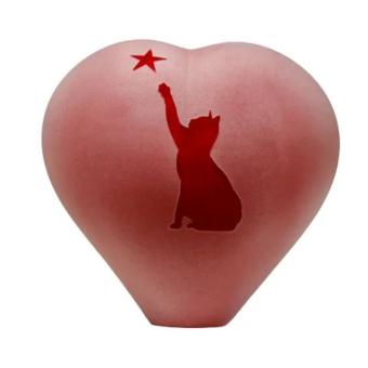 Frosted hart urn in Rood - Kat + Ster