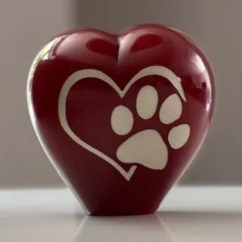 Frosted hart urn met Pootafdruk