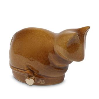 Gatto dieren urn bruin keramiek - Poes