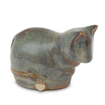 Gatto dieren urn bruingrijs keramiek - Poes