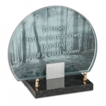 Fotoglas monument 18x23cm: Te vroeg ben je ons ontnomen
