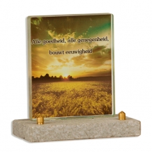 FotoGlas 10x12cm: Alle goedheid alle genegenheid, bouwt eeuwigheid