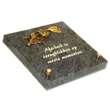 Gedenksteen 15x15cm + bronzen bloemen: Afscheid is terugblikken