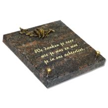 gedenksteen 15x15cm met bronzen vogels