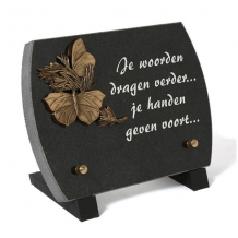 Gedenksteen 15x20cm Bol met bronzen Vlinders