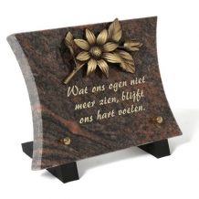 Gedenksteen 15x20cm Hol met bronzen Bloem
