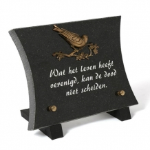 Gedenksteen 15x20cm Hol met bronzen Vogel