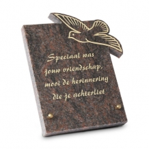 Gedenksteen 18x22cm met Vogel: Speciaal was jouw vriendschap
