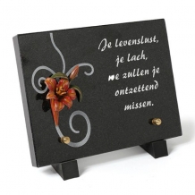 Gedenksteen met 3D Lelie: Je levenslust, je lach, we zullen je missen