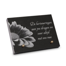 Gedenksteen 20x15cm met bloem: De herinneringen aan jou....