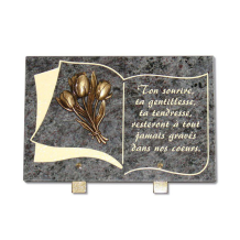 gedenksteen 20x30cm met bronzen bloemen