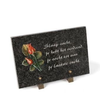 Gedenksteen met Roos: Slaap Zacht