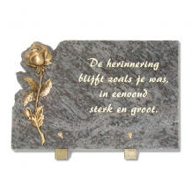 Gedenksteen 20x30cm met Roos