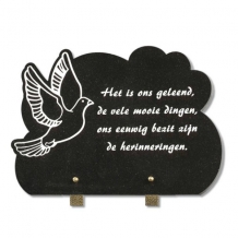 Gedenksteen 25x35cm met Vogel: Het is ons geleend, de vele mooie dingen