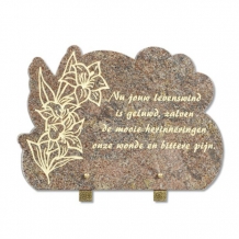 Gedenksteen 25x35cm met Bloemen: Nu jouw levenswind is geluwd
