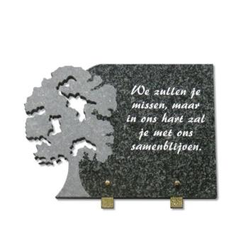 Gedenksteen 25x35cm op aluminium steuntjes met levensboom
