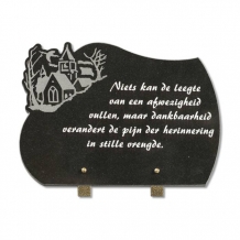 Gedenksteen 25x35cm met Dorpje: Niets kan de leegte van een afwezigheid vullen
