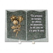 gedenksteen 30x40cm met bronzen bloemen