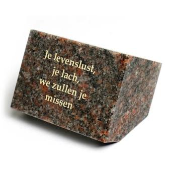 Gedenksteen 8x11x8cm: Je levenslust , je lach, we zullen je missen