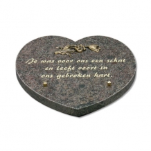 hart gedenksteen met bronzen bloem