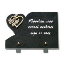 Gedenksteen 18x25cm met Hart-in-Hart