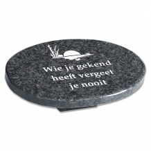 Gedenksteen Ovaal + zonsondergang: Wie je gekend heeft vergeet je nooit
