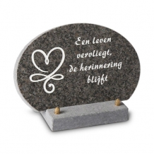 Gedenksteen Rond 20cm met Hart: Een leven vervliegt