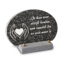Gedenksteen Rond 20cm met Hartje: Je kan voor altijd houden van iemand