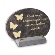 Gedenksteen Rond 20cm met Vlinders: Onze mooie herinneringen