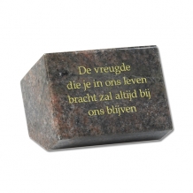 Gedenksteen 8x11x8cm: De vreugde die je in ons leven bracht